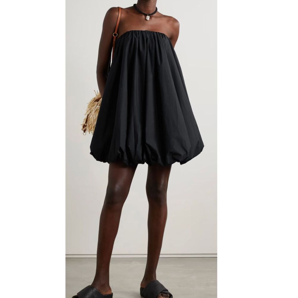 Ulla Johnson Polline Strapless Cotton Poplin Mini Dress Black Size 6 New
